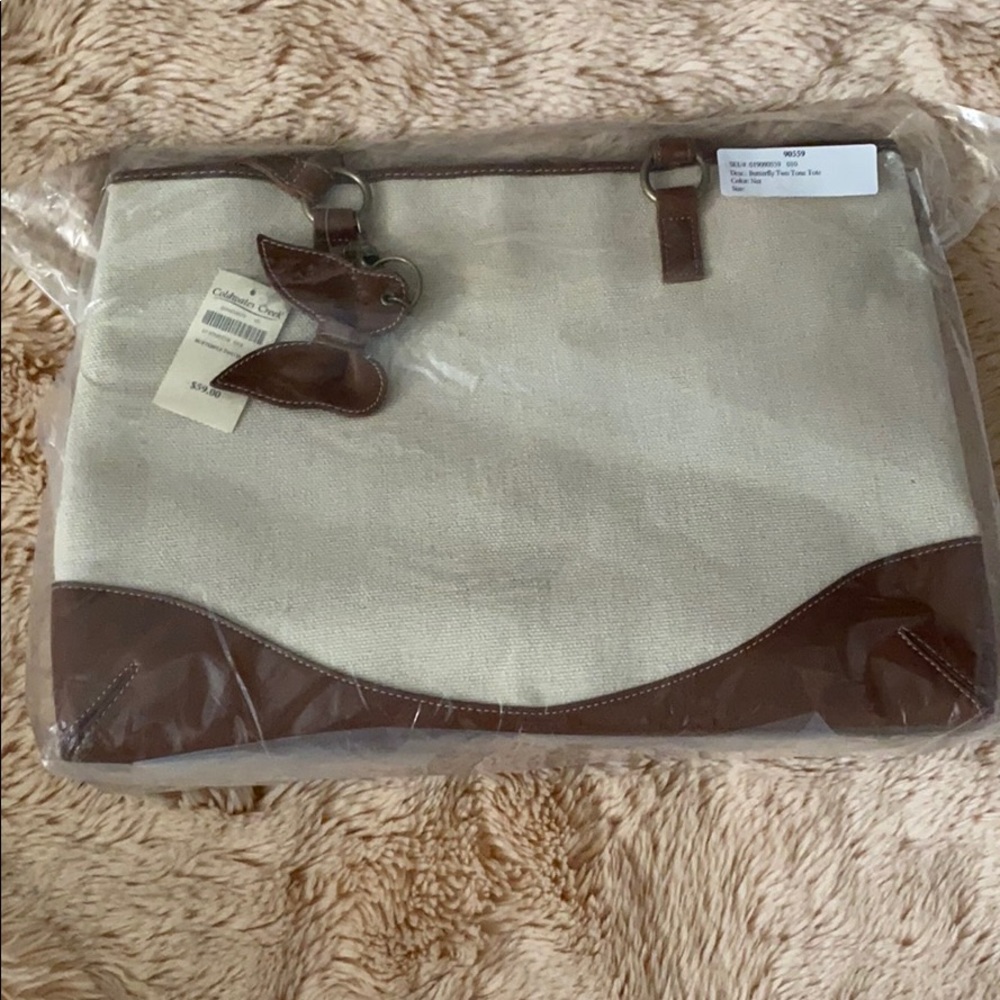 Coldwater Creek butterfly two tone tote bag